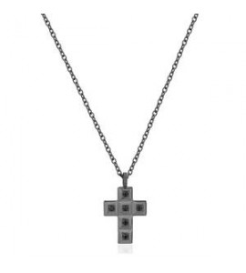 Collana Uomo Gioielli Brosway Forge in acciaio pvd gun con croce bgf04