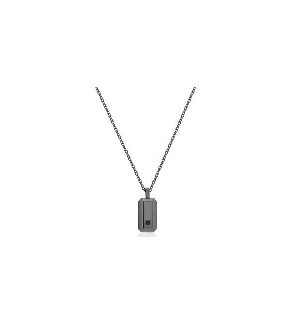 Collana Uomo Gioielli Brosway Forge in acciaio pvd gun con piastrina bgf02