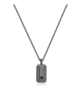 Collana Uomo Gioielli Brosway Forge in acciaio pvd gun con piastrina bgf02