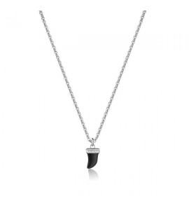 Collana Uomo Gioielli Sagapò Charisma in acciaio 316L Dente di Squalo e smalto nero shs03