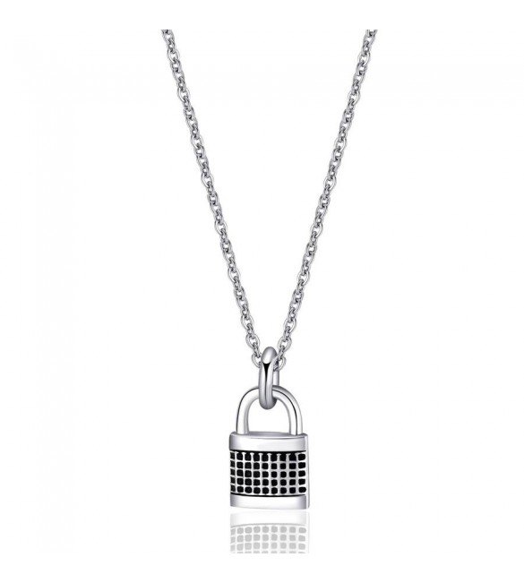 Collana Uomo Gioielli Sagapò Charisma in acciaio 316L Lucchetto shs07