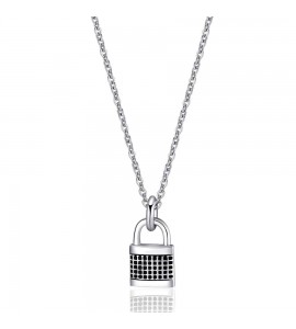 Collana Uomo Gioielli Sagapò Charisma in acciaio 316L Lucchetto shs07