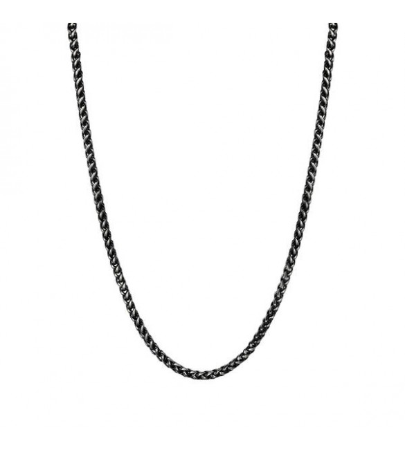 Collana Uomo Gioielli Sagapò Ripple in acciaio 316L pvd gun brunito catena spiga srp21