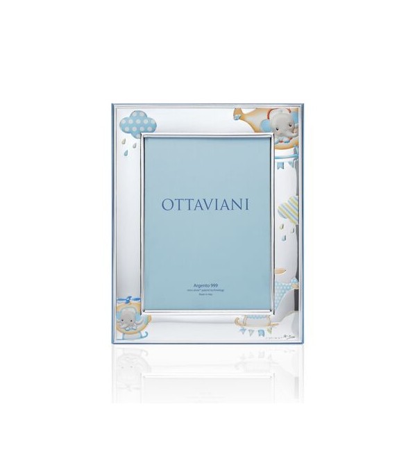 Cornice Bambino Azzurro Ottaviani Elefantino in Elicottero 13x18 7006ac