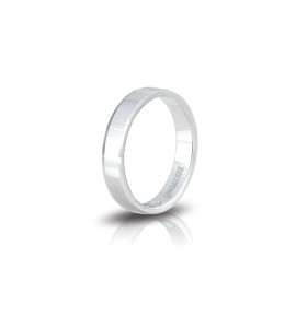 Fedina di fidanzamento Unoaerre Loto in argento 925 bianco in finitura lucida liscia. Mm 3,70