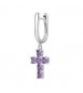 Mono Orecchino ad U Gioielli Fancy by Brosway in argento Croce pendente zircone ametista fmp20