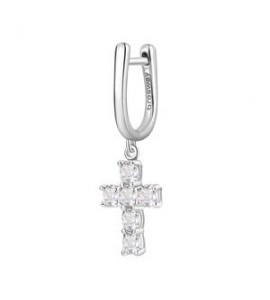 Mono Orecchino ad U Gioielli Fancy by Brosway in argento Croce pendente zircone bianco fiw22