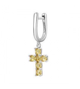 Mono Orecchino ad U Gioielli Fancy by Brosway in argento Croce pendente zircone giallo fey09