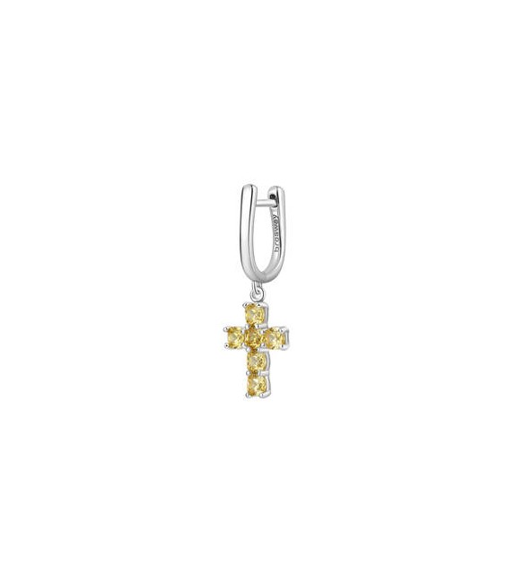 Mono Orecchino ad U Gioielli Fancy by Brosway in argento Croce pendente zircone giallo fey09