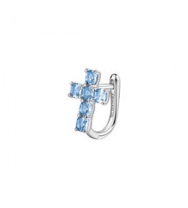 Mono Orecchino ad U Gioielli Fancy by Brosway in argento Croce zircone azzurro fcl16