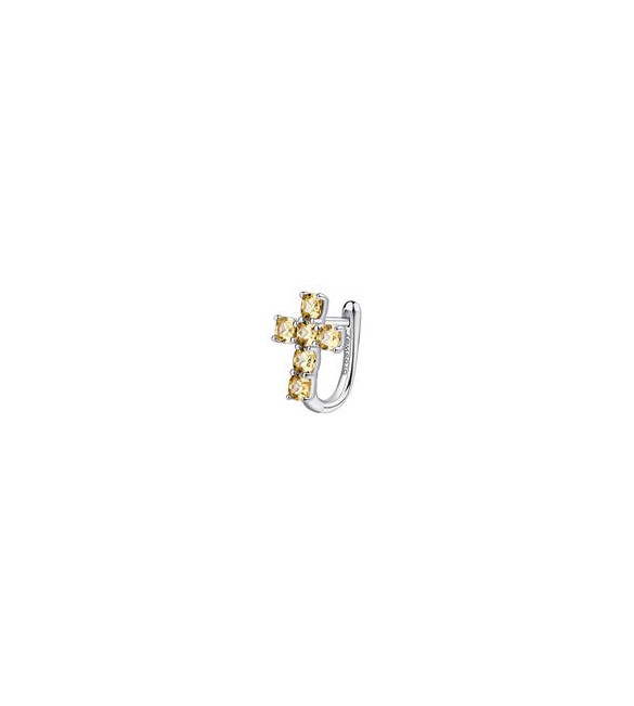 Mono Orecchino ad U Gioielli Fancy by Brosway in argento Croce zircone giallo fey10