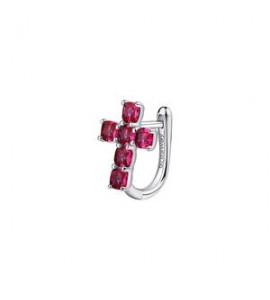 Mono Orecchino ad U Gioielli Fancy by Brosway in argento Croce zircone rosso fpr14