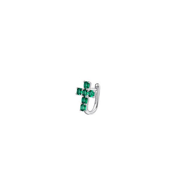 Mono Orecchino ad U Gioielli Fancy by Brosway in argento Croce zircone verde flg13