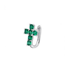 Mono Orecchino ad U Gioielli Fancy by Brosway in argento Croce zircone verde flg13