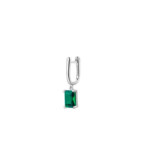 Mono Orecchino ad U Gioielli Fancy by Brosway in argento zircone baguette verde pendente flg07