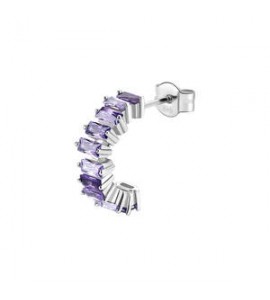 Mono Orecchino Cerchietto Gioielli Fancy by Brosway in argento zircone baguette ametista fmp12