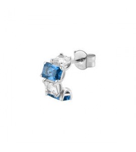 Mono Orecchino Cerchietto Gioielli Fancy by Brosway in argento zircone baguette bianco e blu ffb08