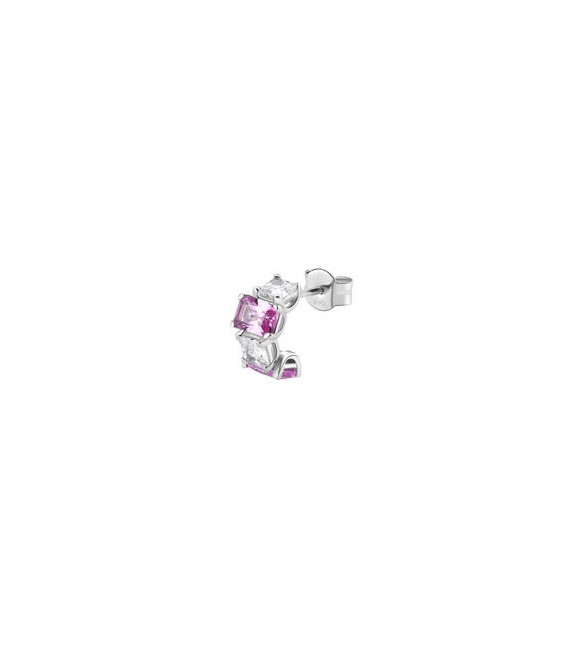 Mono Orecchino Cerchietto Gioielli Fancy by Brosway in argento zircone baguette bianco e rosa fvp08