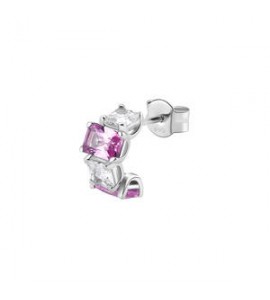 Mono Orecchino Cerchietto Gioielli Fancy by Brosway in argento zircone baguette bianco e rosa fvp08