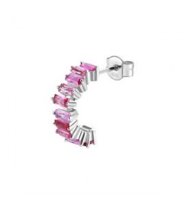 Mono Orecchino Cerchietto Gioielli Fancy by Brosway in argento zircone baguette rosa fvp09