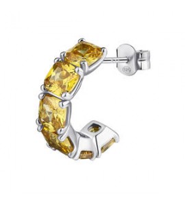 Mono Orecchino Cerchietto Gioielli Fancy by Brosway in argento zircone cushion giallo fey08