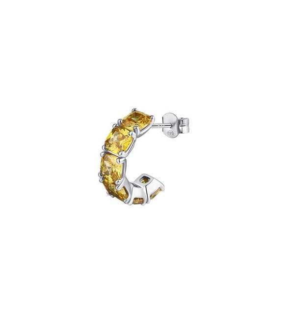 Mono Orecchino Cerchietto Gioielli Fancy by Brosway in argento zircone cushion giallo fey08