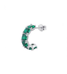 Mono Orecchino Cerchietto Gioielli Fancy by Brosway in argento zircone cushion verde flg08