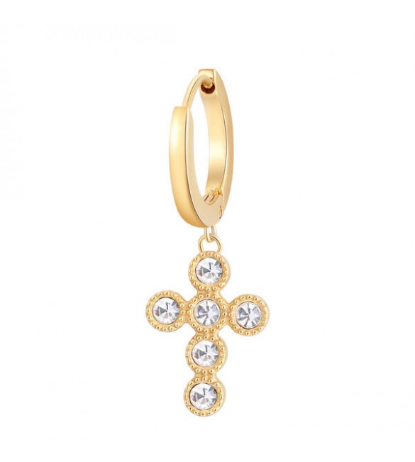 Mono Orecchino da Donna Gioielli Brosway Chakra in acciaio 316L pvd oro Croce bhke019