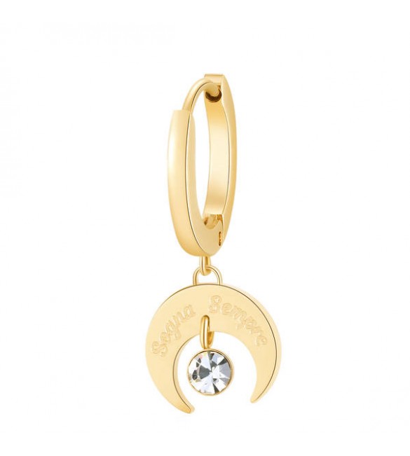 Mono Orecchino da Donna Gioielli Brosway Chakra in acciaio 316L pvd oro Luna Crescente bhke008