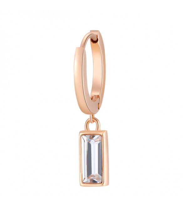 Mono Orecchino da Donna Gioielli Brosway Chakra in acciaio 316L pvd oro rosa Cristallo bhke022