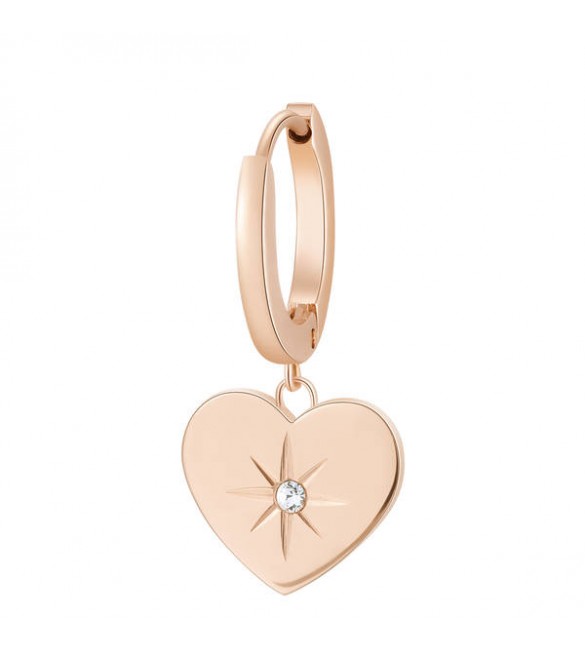 Mono Orecchino da Donna Gioielli Brosway Chakra in acciaio 316L pvd oro rosa Cuore bhke015