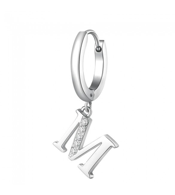 Mono Orecchino da Donna Gioielli Brosway Chakra in acciaio lettera M bhke069