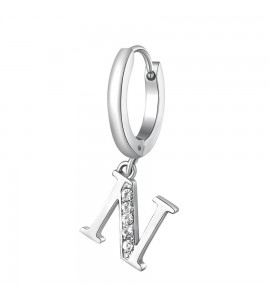 Mono Orecchino da Donna Gioielli Brosway Chakra in acciaio lettera N bhke070