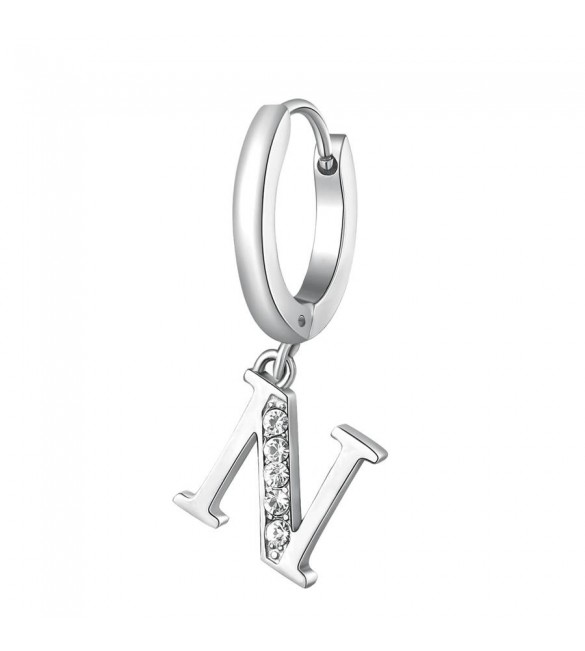 Mono Orecchino da Donna Gioielli Brosway Chakra in acciaio lettera N bhke070