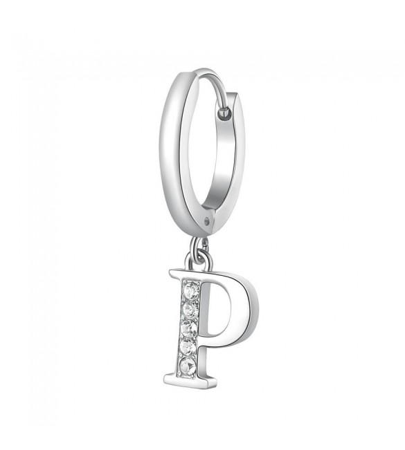 Mono Orecchino da Donna Gioielli Brosway Chakra in acciaio lettera P bhke072