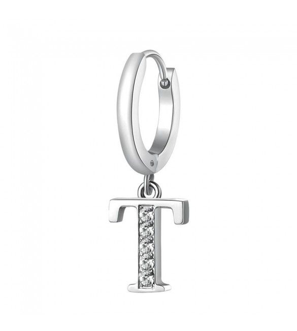 Mono Orecchino da Donna Gioielli Brosway Chakra in acciaio lettera T bhke076