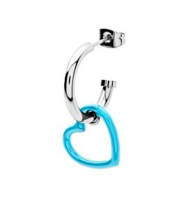 Mono Orecchino Donna Gioielli Sagapò Vibes in acciaio Cuore e smalto Turchese svb39