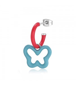 Mono Orecchino Donna Gioielli Sagapò Vibes in acciaio Farfalla e smalto Turchese svb51