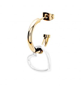 Mono Orecchino Donna Gioielli Sagapò Vibes in acciaio pvd oro Cuore e smalto Bianco svb40
