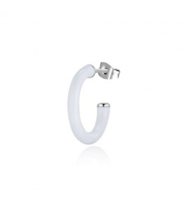 Mono Orecchino Donna Gioielli Sagapò Vibes in acciaio smalto Bianco svb46