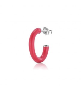Mono Orecchino Donna Gioielli Sagapò Vibes in acciaio smalto Rosso svb41