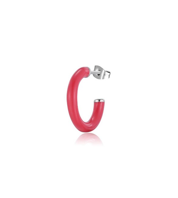 Mono Orecchino Donna Gioielli Sagapò Vibes in acciaio smalto Rosso svb41