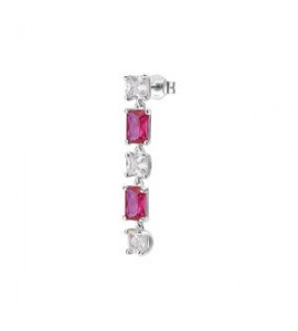 Mono Orecchino Gioielli Fancy by Brosway in argento pendente zircone baguette rosso fpr19