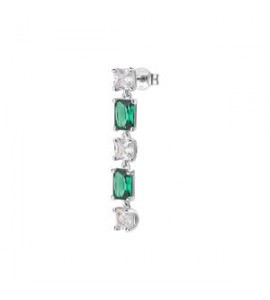 Mono Orecchino Gioielli Fancy by Brosway in argento pendente zircone baguette verde flg17
