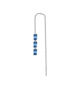 Mono Orecchino Gioielli Fancy by Brosway in argento saliscendi zircone baguette blu ffb13