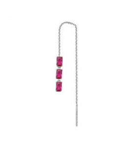 Mono Orecchino Gioielli Fancy by Brosway in argento saliscendi zircone baguette rosso fpr16