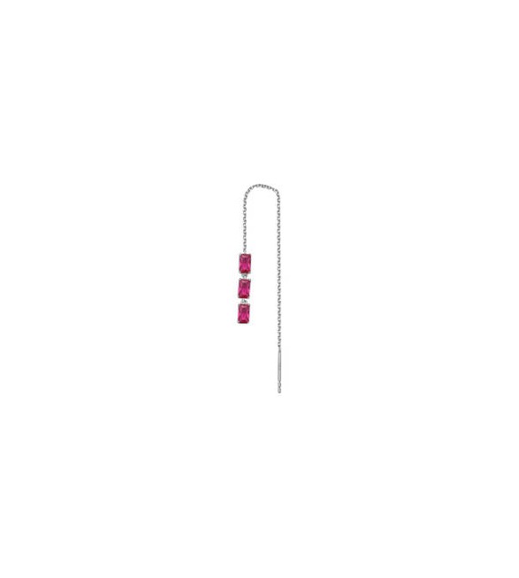 Mono Orecchino Gioielli Fancy by Brosway in argento saliscendi zircone baguette rosso fpr16