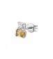Mono Orecchino Gioielli Fancy by Brosway in argento zircone baguette bianco e giallo fey07