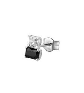 Mono Orecchino Gioielli Fancy by Brosway in argento zircone baguette bianco e nero fmb07