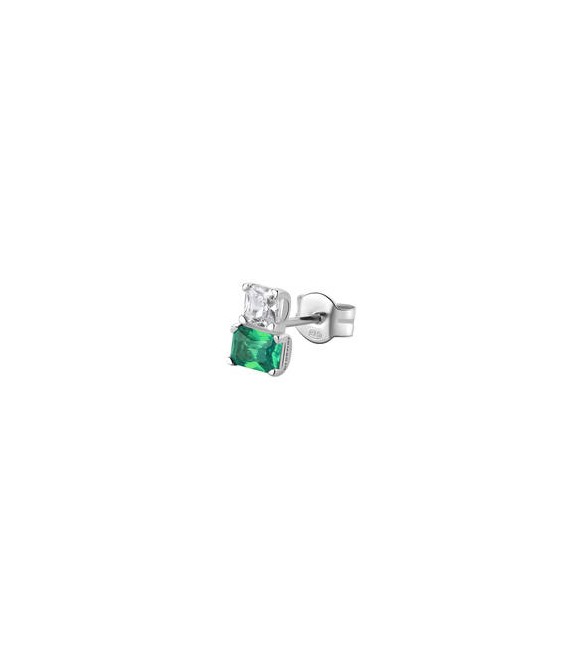 Mono Orecchino Gioielli Fancy by Brosway in argento zircone baguette bianco e verde flg06